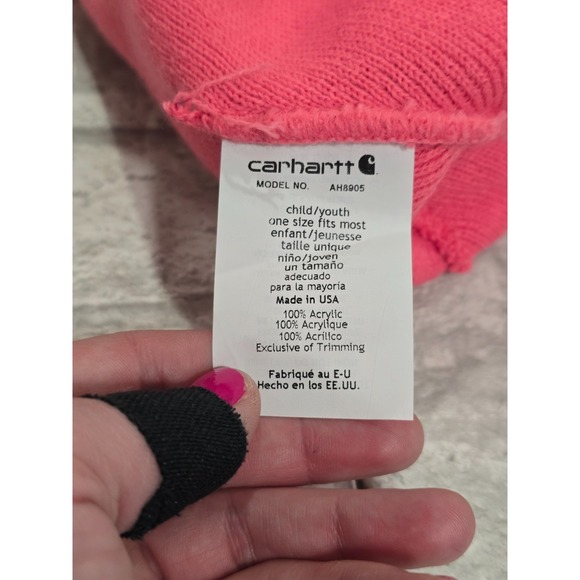 CARHARTT Raspberry Pink Watch Cap Knit Cuffed Beanie Hat Youth Child One Size OS - Picture 8 of 9